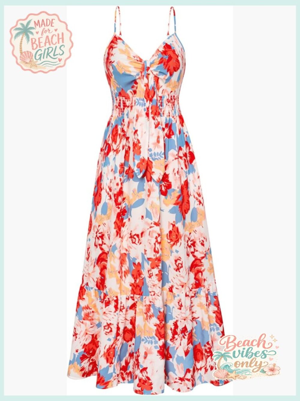 Summer Floral Maxi Dress Boho Long Flowy Beach Dress with Pockets